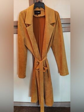 Fashion Nova Mustard Tie-Waist Trench Coat